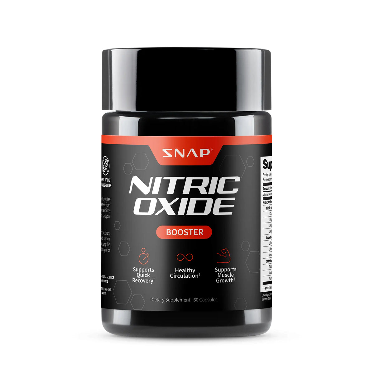 Snap Supplements - Nitric Oxide Booster - Support Healthy Blood Circulation -  Nitric Oxide Supplement for Men and Women - 3rd party tested - 60 count