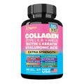 Collagen Supplement - Type I, II, III, V and X - with Biotin, Keratin, Hyaluronic Acid & 13+ Extra Strength Ingredients for Beauty, Fitness, & Healthcare - 90 Capsules - MADE IN USA