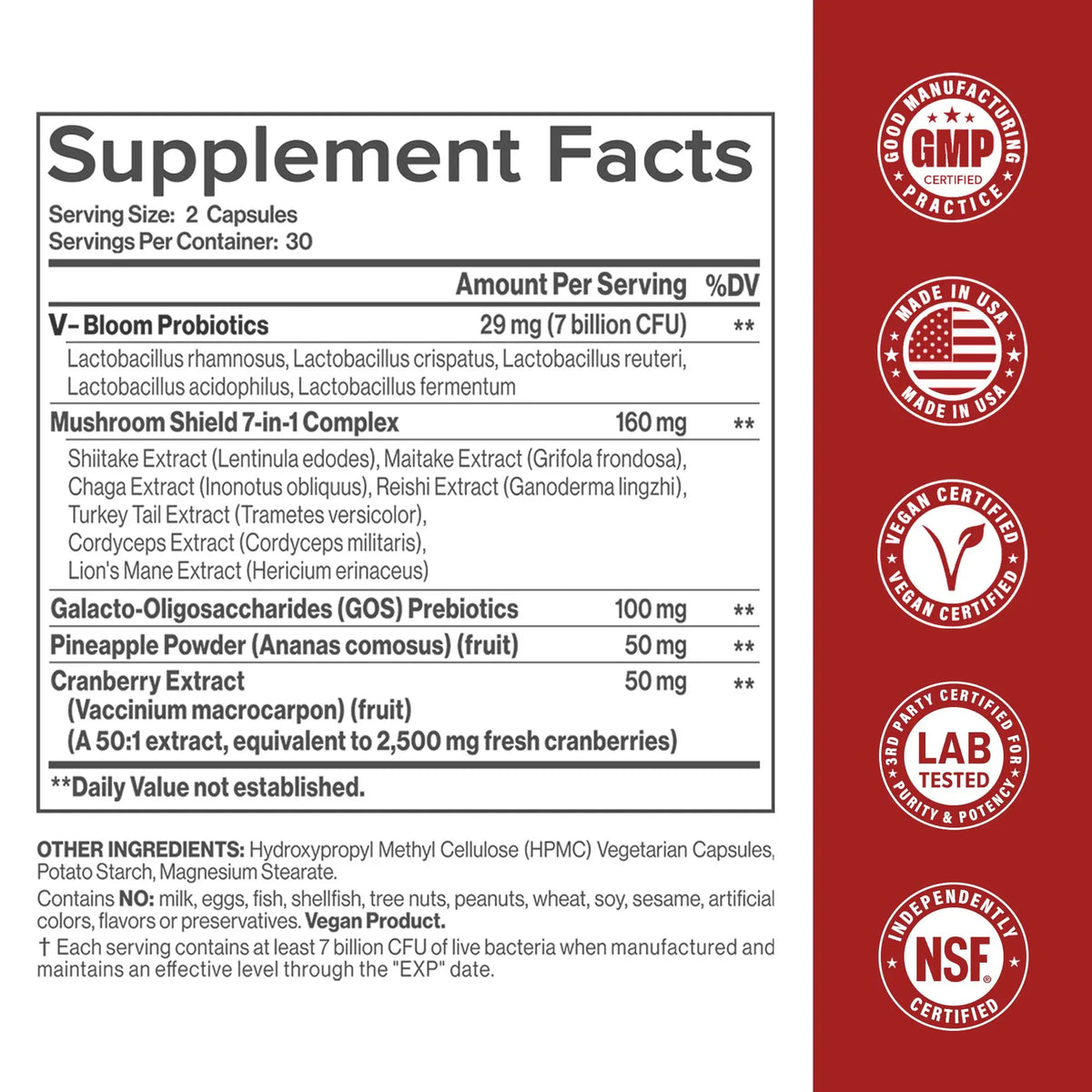 HerAuré Women’s Probiotics - pH Balance, Odor Control, Flora Health, Moistening, Tightening - With 7 Billion CFU Probiotic, Prebiotic, 7-in-1 Mushroom Blend, Cranberry, Pineapple - 60 Capsules (Pack of 1), Self-Care Gift,mothersdaygift