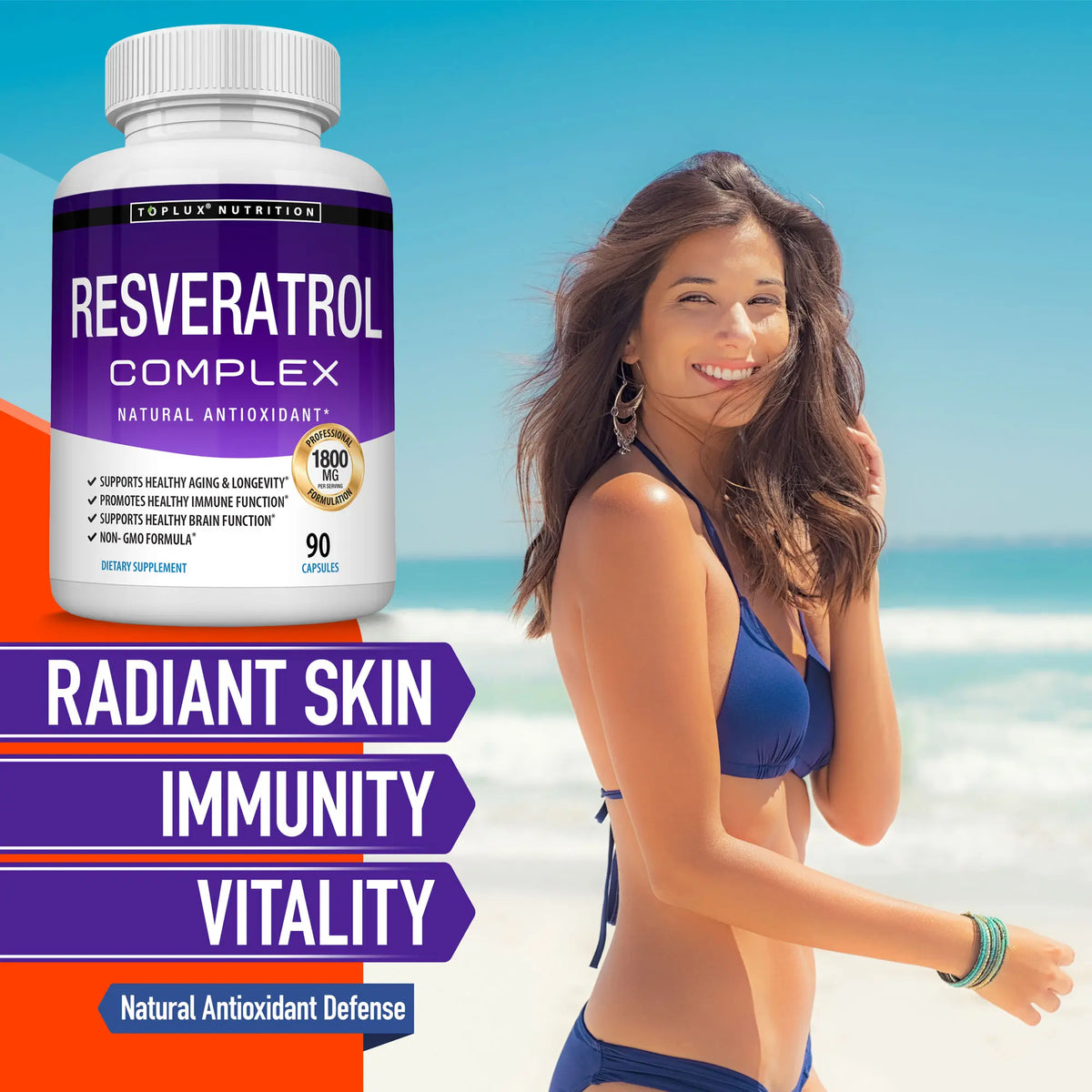 Resveratrol Supplement 1800mg Natural Antioxidant