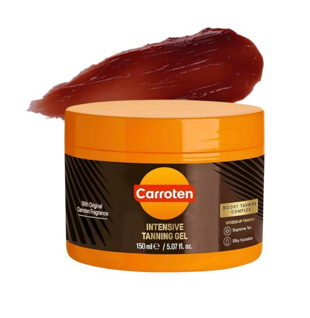Carroten Intensive Tanning Gel | Browning Tan Accelerator | Non-Greasy, Water-Resistant with Carrot & Coconut Oil | Vitamin A & E For Moisture & Hydration | 5 Fl Oz