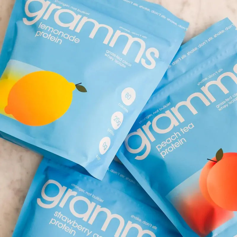 GRAMMS Clear Protein Powder 20G Protein for Women & Men -457g |       Grass-Fed Whey Isolate, Zero Sugar, Zero Lactose, Non-Bloating, Non-GMO(18 Servings)(Lemonade)