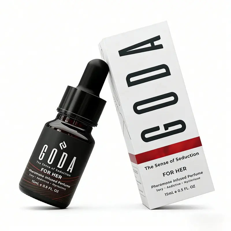 GODA Pheromones Infused Essential Perfume Oil, Seductive Long Wear Fragrance for Daily Date Night, Travel Size 0.5oz Goda For Her | 15ml Eau De Parfum | Jasmine Blackcurrant | Bud Panna Cotta | Peony Rose Pink Pepper