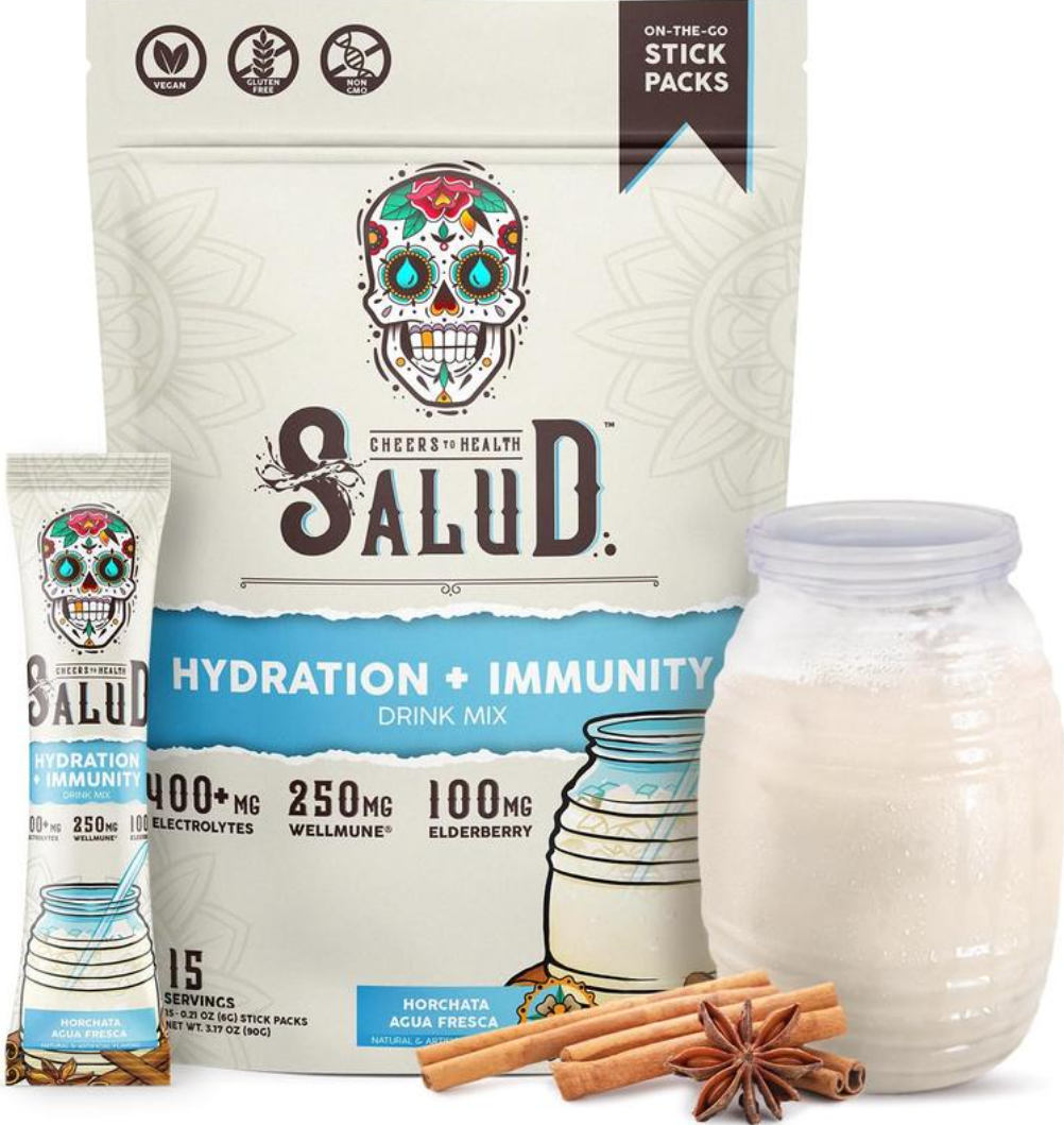 2-in-1 [Hydration + Immunity] Electrolytes, Immune Support, Dairy & Soy Free - 400mg Electrolytes, 250mg Wellmune, 100mg Elderberry - Healthcare, Vitamin (15 Servings), Coconut, Sugar