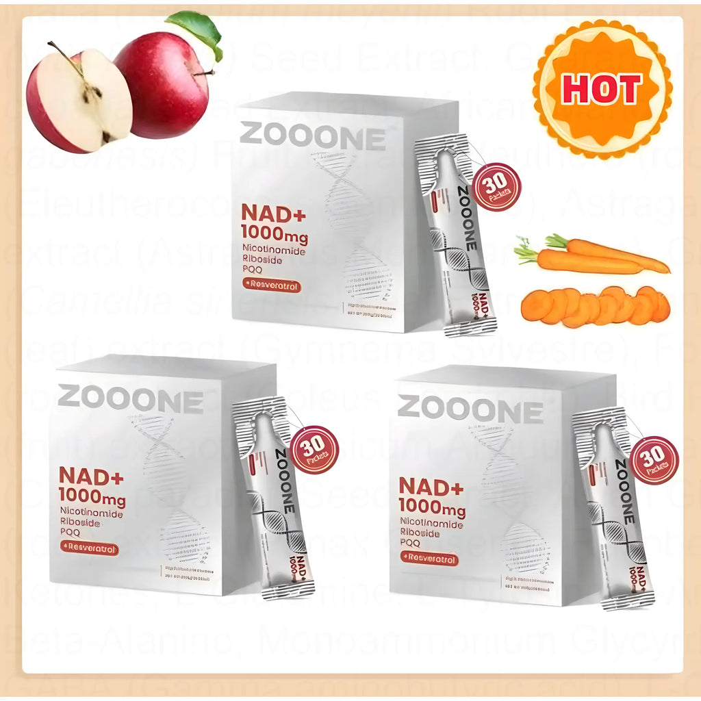 ZOOONE NAD+ Drink Mix 1000mg, Berry Flavor | Nicotinamide Riboside & Resveratrol Supplement, DNA Repair, Anti-Aging for Skin, Boost Cellular Energy & Focus, 30 Packets for Men & Women