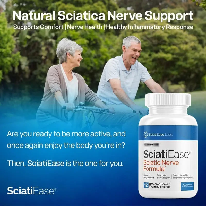 Sciatic Nerve Support Supplement – Extra Strength Formula with B Vitamins, Turmeric & Herbal Extracts – 120 Capsules for Sciatica Relief, Nerve Health & Leg Discomfort