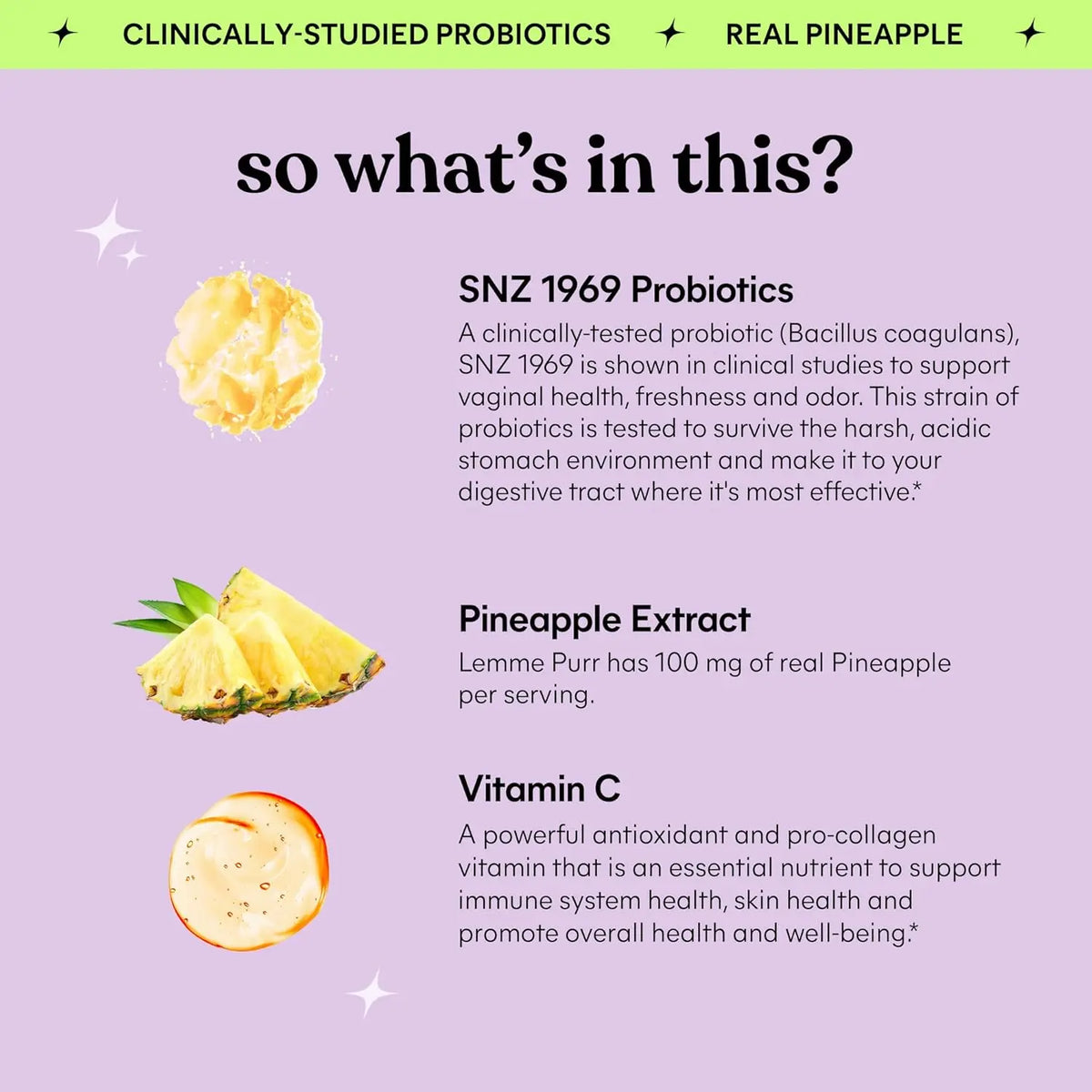 Lemme Purr Gummies - Vaginal Probiotic for Women - Balanced pH, Healthy Odor, Yeast Balance & Flora Support - Tasty Pineapple (60 Count)