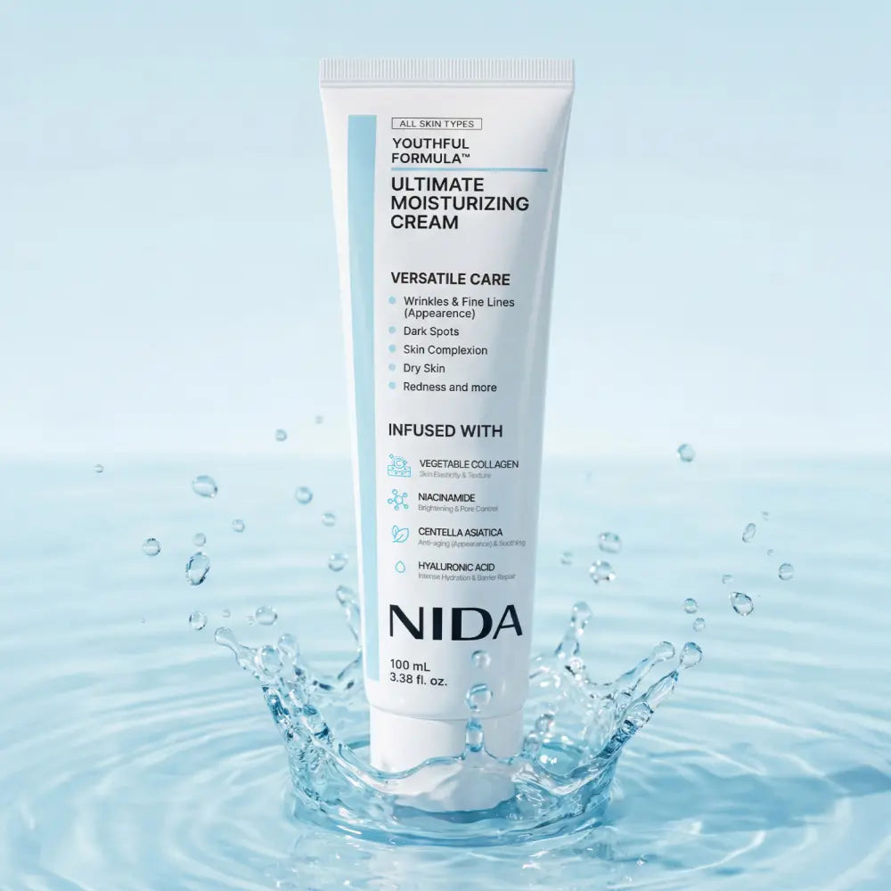 NIDA Youthful Formula Ultimate Moisturizing Cream (100mL) / Collagen, Niacinamide, Centella Asiatica, Hyaluronic Acid / Wrinkles, Dark Spots, Skincare Hydrating Daily Moisturizer Moisture Hydrate