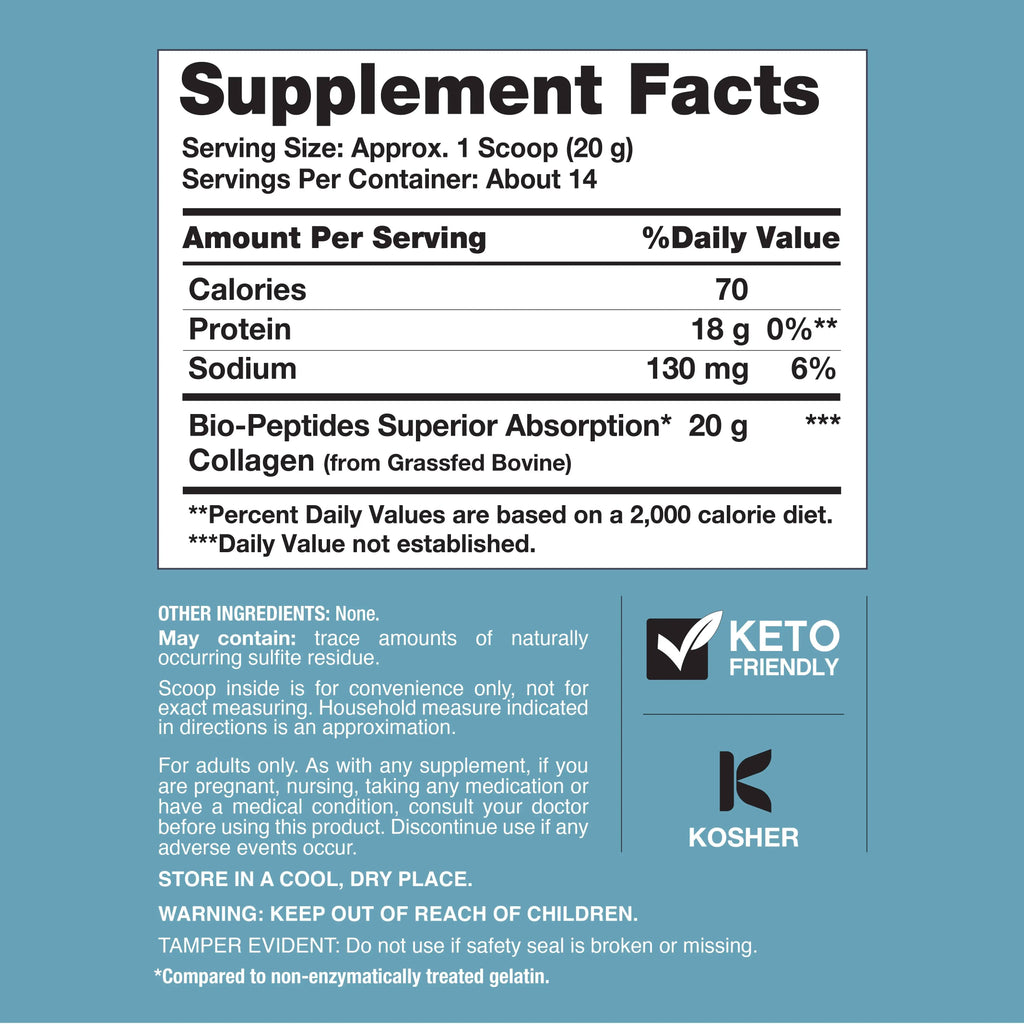 NeoCell Collagen Bio-Peptides Powder - 20oz - Superior Absorption - Grassfed Protein Supplement - Advanced with 18 Essential Amino Acids