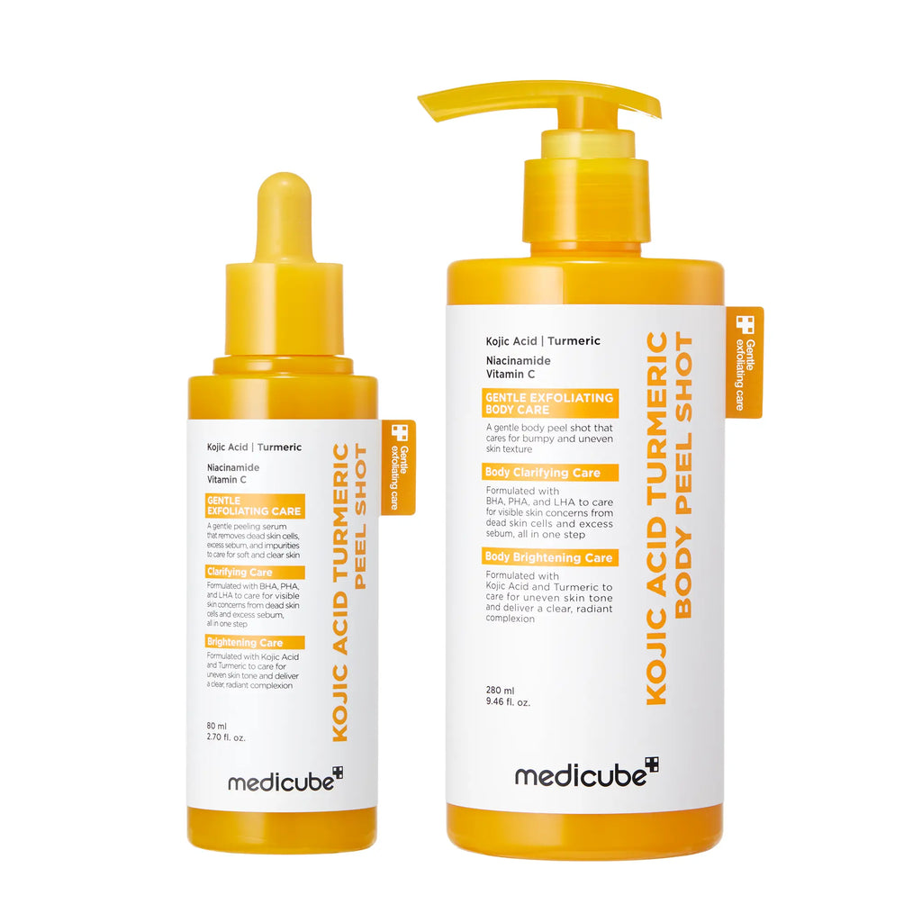 [medicube] Hypochlorous Acid Rice Peel Shot Duo For Face & Body | Gentle Exfoliating Serum for Dead Skin Cells & Pore Care, Blackheads & Excess Sebum Control | Rice Extract, Hypochlorous, Panthenol for Hydrating & Smoothing Care