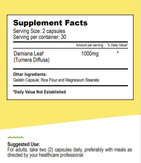 Bella All Natural Damiana, 60ct