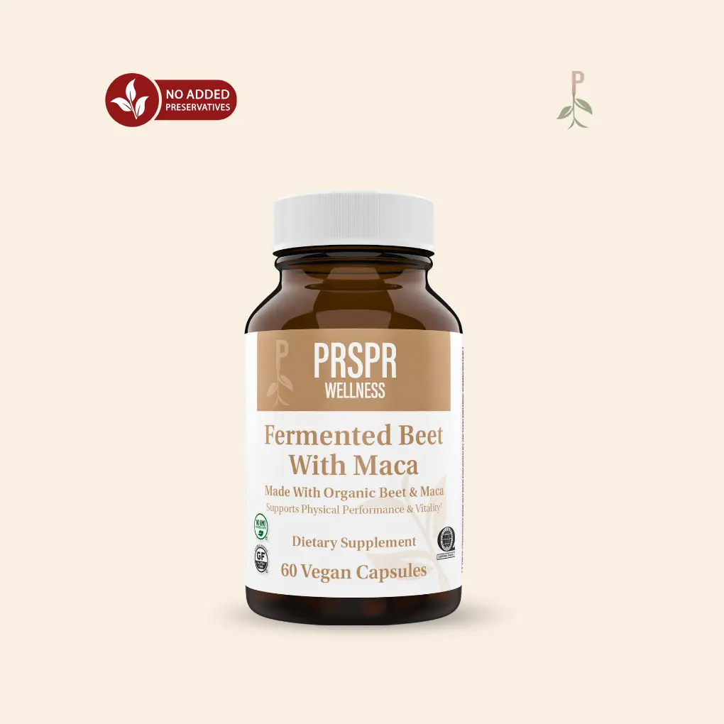 Nature's BBL PRSPR WELLNESS Fermented Beet & Maca 60 Vegan Capsules Organic Health Supplement for Daily Routine & Vitality