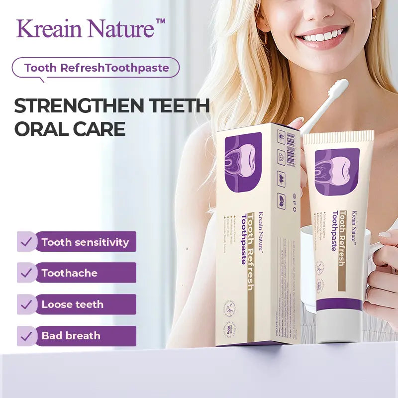 Kreain Nature Tooth Refresh Toothpaste for Fresh Breath Natural Ingredients Gentle Care Whitening Helps Repair Stains Eliminate Stains.