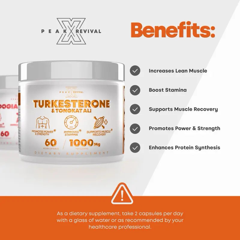 Muscle Stack – Testosterone Booster for Men – 2000mg Turkesterone, Tongkat Ali & Fadogia Agrestis – Strength, Stamina, Energy, Muscle Growth & Recovery Support – Men's T Booster Pills, Lab Tested, 120 Capsules
