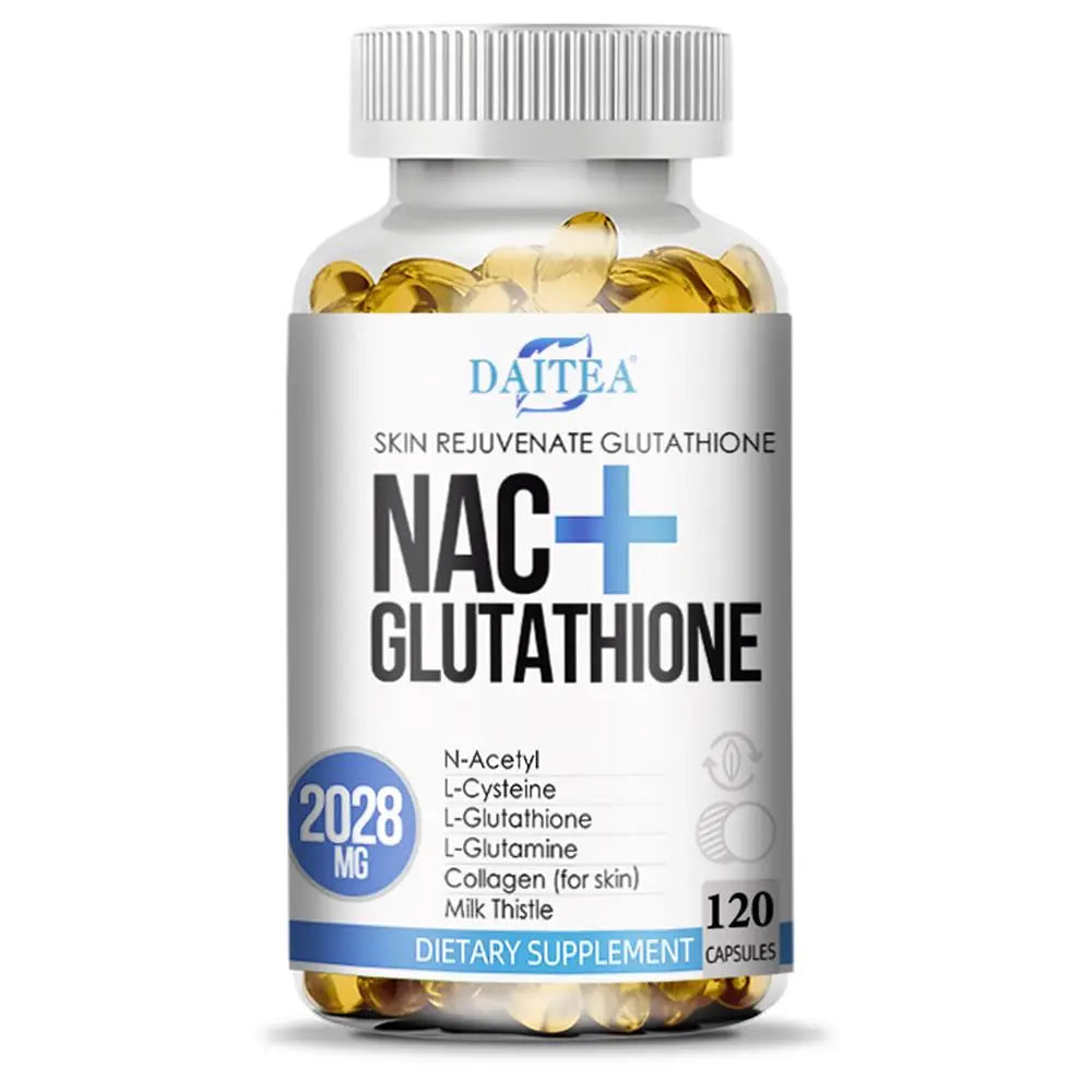 Daitea NAC + Glutathione Health Supplement, Supports Liver Health, Supports Skin Health,120 Capsules