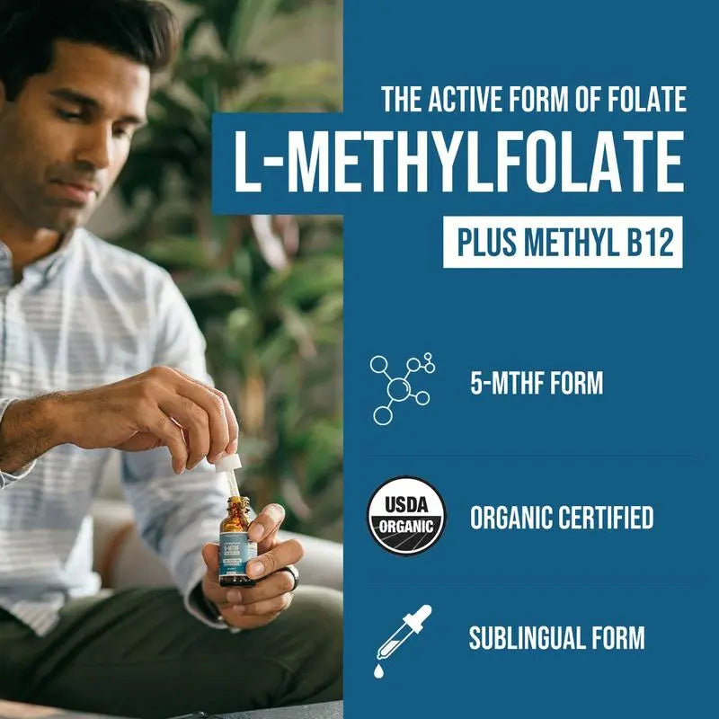 L Methyl Folate 15mg + B12 Cofactor – Organic, Berry Flavor, Professional Strength, Liquid Active 5-MTHF Form, Supports Mood, Methylation, & Cognition fitness dietary