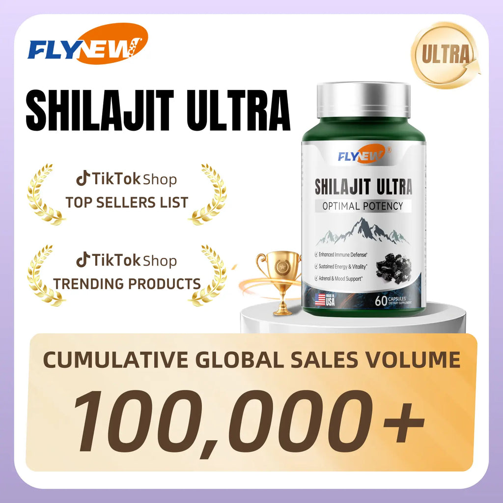 FLYNEW Optimal Potency | Shilajit Ultra | Adaptogen Energy Stamina Immune Antioxidants | Made in USA | 60 Capsules