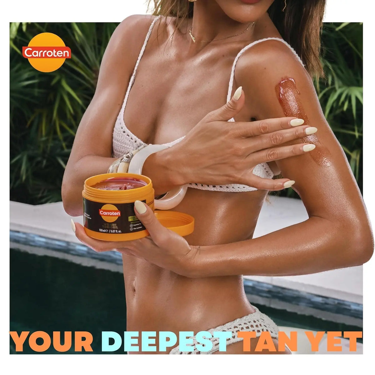 Carroten Intensive Tanning Gel | Browning Tan Accelerator | Non-Greasy, Water-Resistant with Carrot & Coconut Oil | Vitamin A & E For Moisture & Hydration | 5 Fl Oz