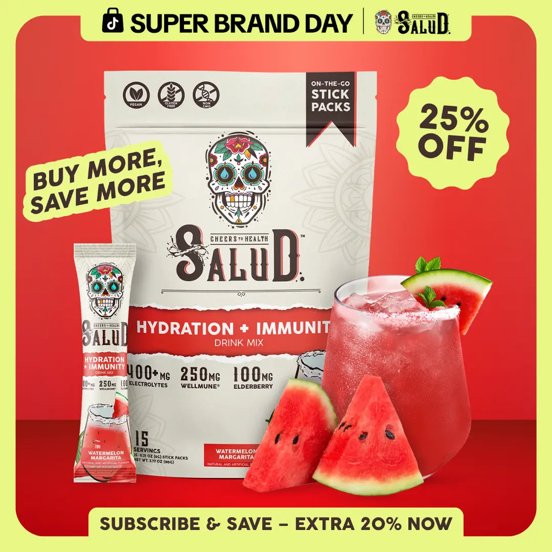 2-in-1 [Hydration + Immunity] Electrolytes, Immune Support, Dairy & Soy Free - 400mg Electrolytes, 250mg Wellmune, 100mg Elderberry - Healthcare, Vitamin (15 Servings), Coconut, Sugar