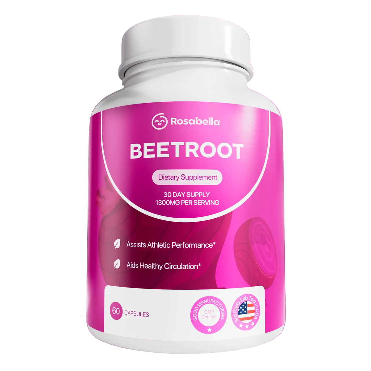Rosabella Organic Beetroot Capsules (1300mg) for Blood Flow & Heart Health
