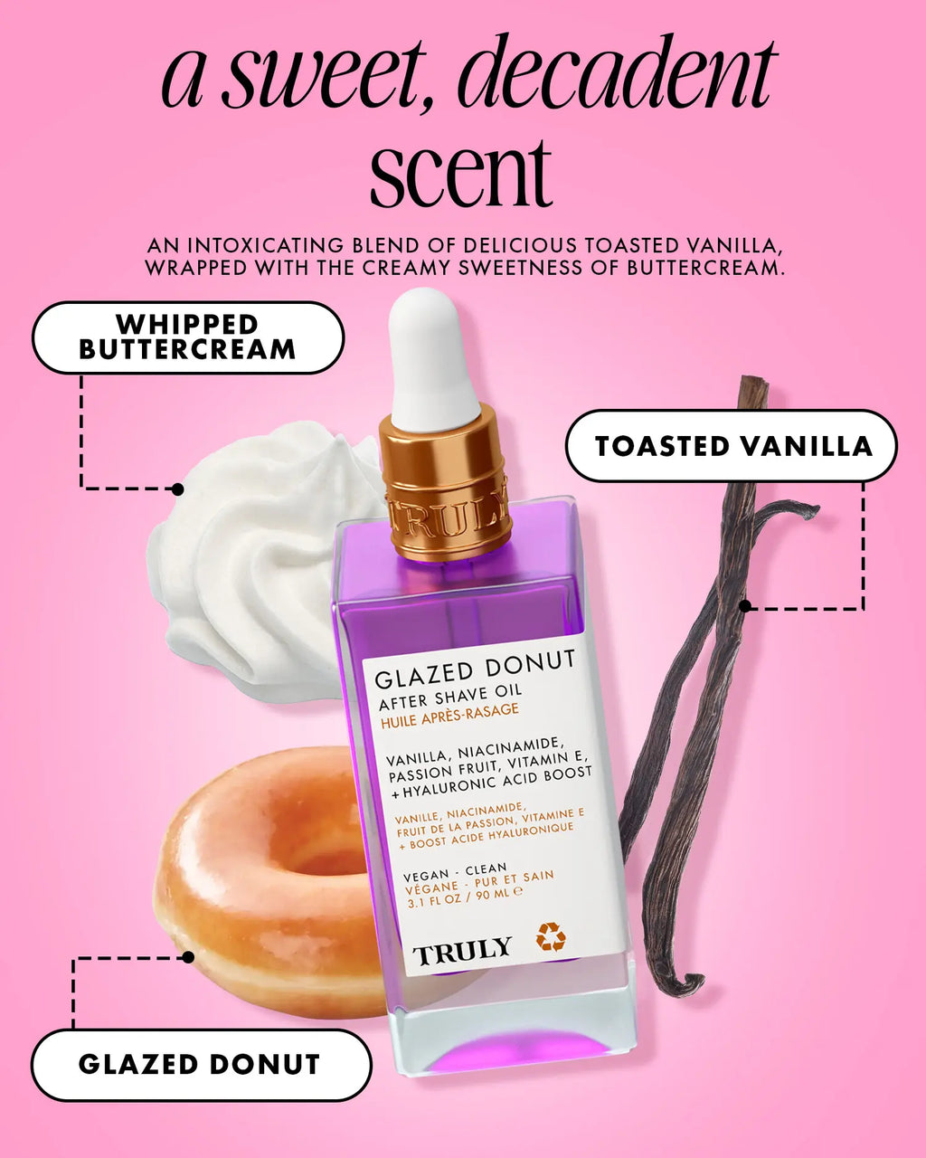 Glazed Donut Brightening Oil – Discoloration-Fighting Treatment – Brightens Dull, Uneven Skin with Vitamin E, Niacinamide & Hyaluronic Acid – Deeply Hydrates, Minimizes Ingrowns & Enhances Radiance on Legs, Underarms & Bikini Line – Vanilla Glaze Scent