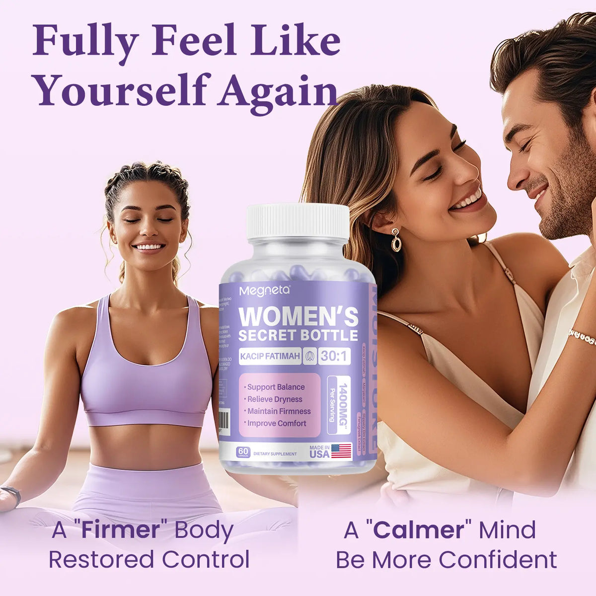 Women'S Secret Bottle- 60 Tablets - Healthcare | Kacip Fatimah 1000MG |Plus with manjakan & Slippery Elm & Fenugreek（Old & New Packaging--Mixed Shipment）