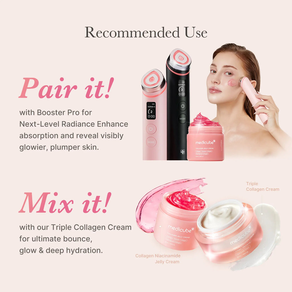 [medicube] Collagen Niacinamide Jelly Cream (Hydrolyzed Collagen + Niacinamide) Instant Glow Booster l Facial Moisturizer