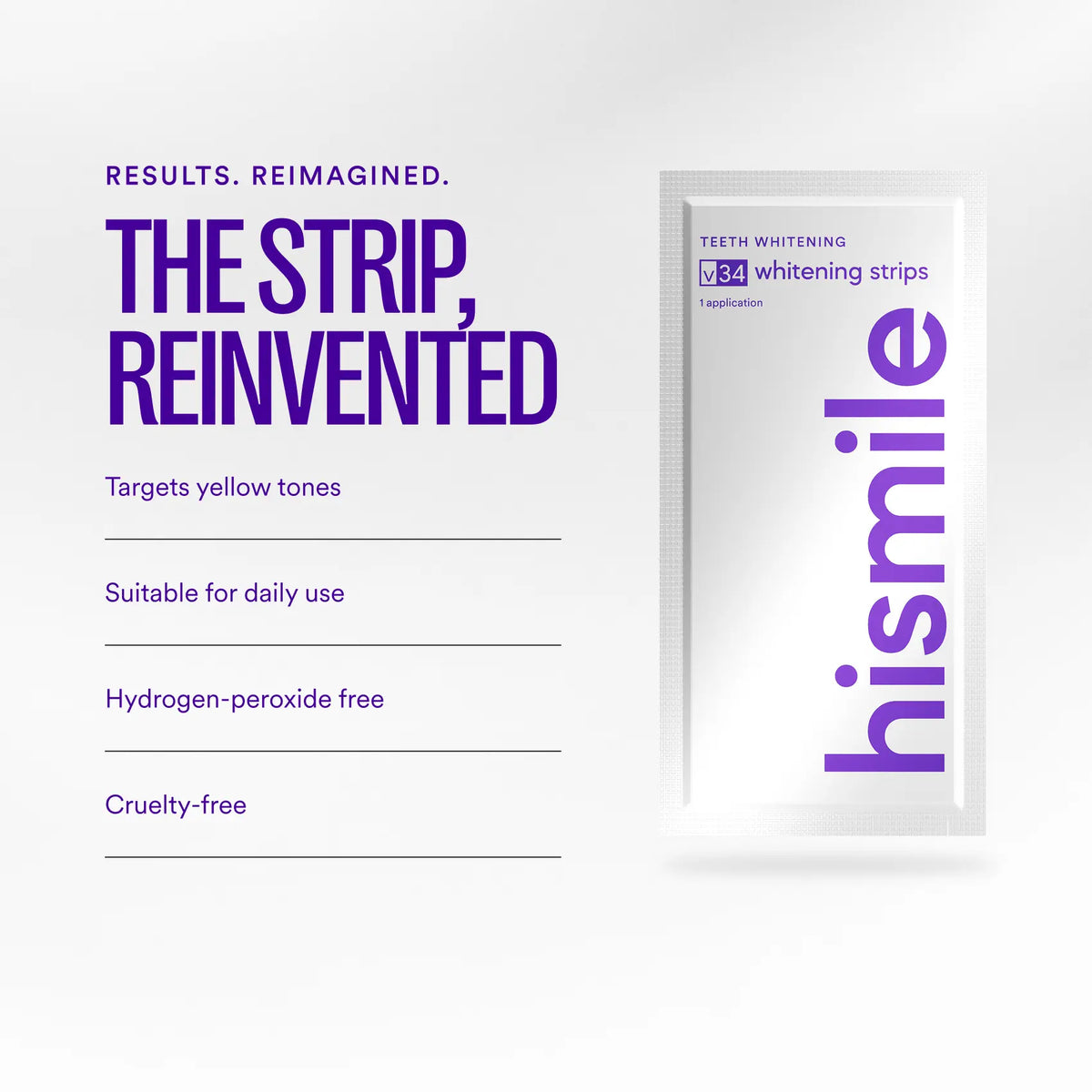 Hismile V34 Whitening Strips, Teeth Whitening Strips, Purple Tooth Whitening, Combining Whitening and Colour Correction