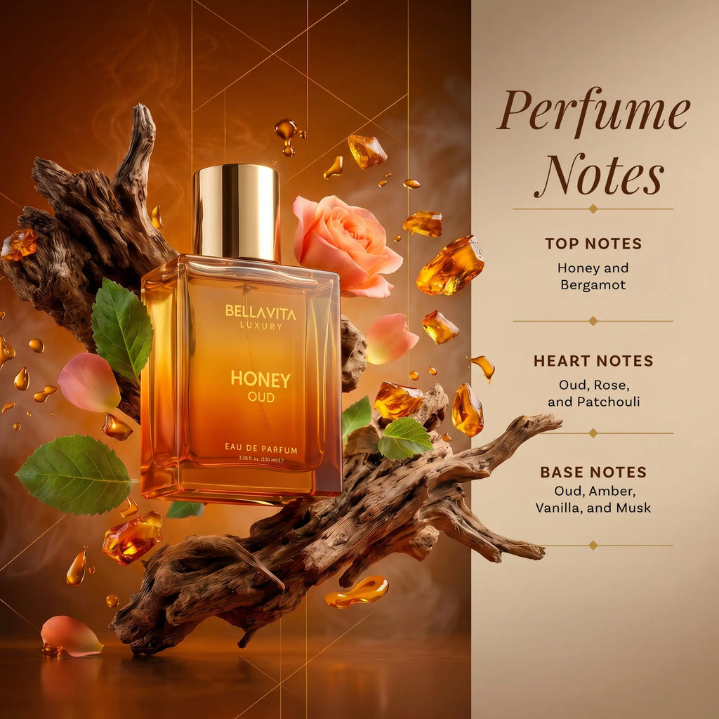 Bella Vita Luxury's Honey Oud | Eau de Parfum 100ml (3.4 fl oz) | Patchouli, Vanilla, Bergamot | Floral & Spicy | Made with Clean & Vegan Essentials Oils | Cruelty Free Fragrance Perfume