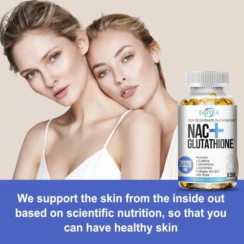 Daitea NAC + Glutathione Health Supplement, Supports Liver Health, Supports Skin Health,120 Capsules