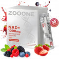 ZOOONE NAD+ Drink Mix 1000mg, Berry Flavor | Nicotinamide Riboside & Resveratrol Supplement, DNA Repair, Anti-Aging for Skin, Boost Cellular Energy & Focus, 30 Packets for Men & Women