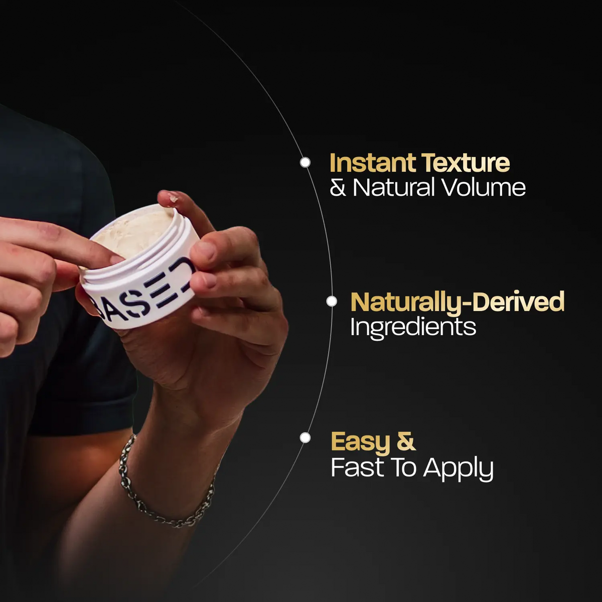 BASED Hair Clay - Strong Hold Matte Finish 3oz Jar Shea Butter Beeswax Essential Clays