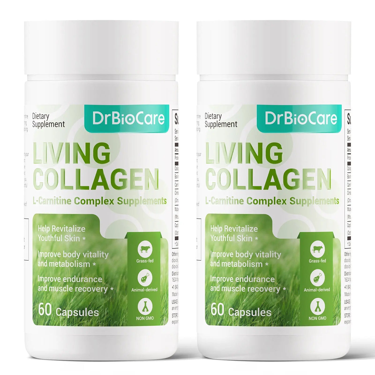 【Come on, man!】DrBioCare Living Collagen L-Carnitine Complex Supplement - 60 Capsules for Skin Vitality & Metabolism Boost