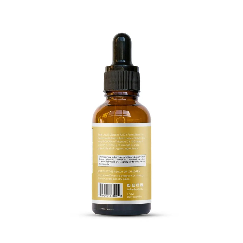 Bella All Natural D3 K2 Drops Organic Omega 3 MCT Oil 50ml Supplement for Daily Health Needs