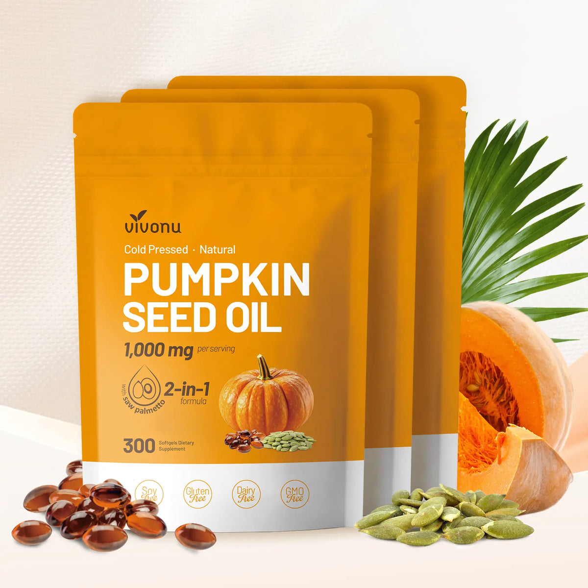 Natural pumpkin seed oil and saw palmetto softgel 1000mg high content plant esters 300 capsules  mothersdaygift SummerVibes