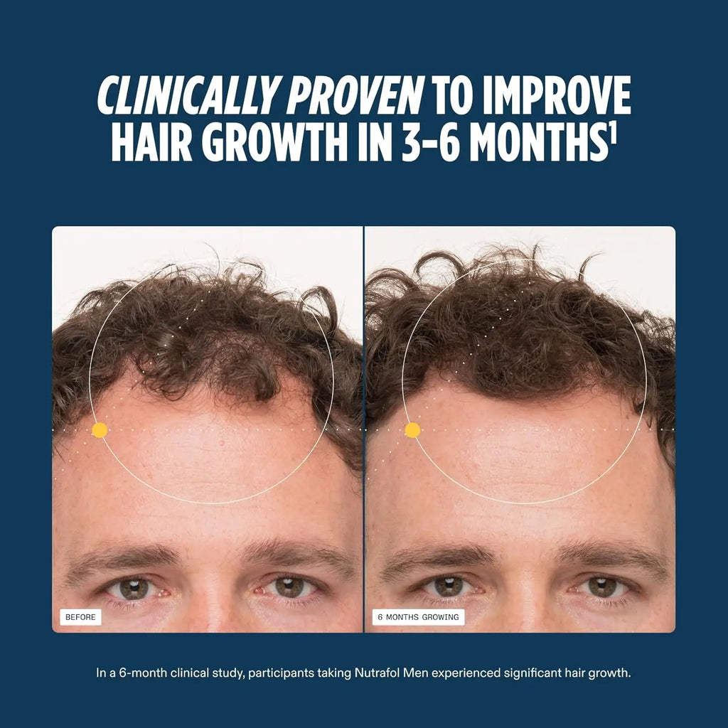 Nutrafol Men Ages 18-49 Hair Growth Supplements, Clinically Tested for Thicker Hair and Fuller Scalp Coverage, Dermatologist Recommended - 1 Month Supply