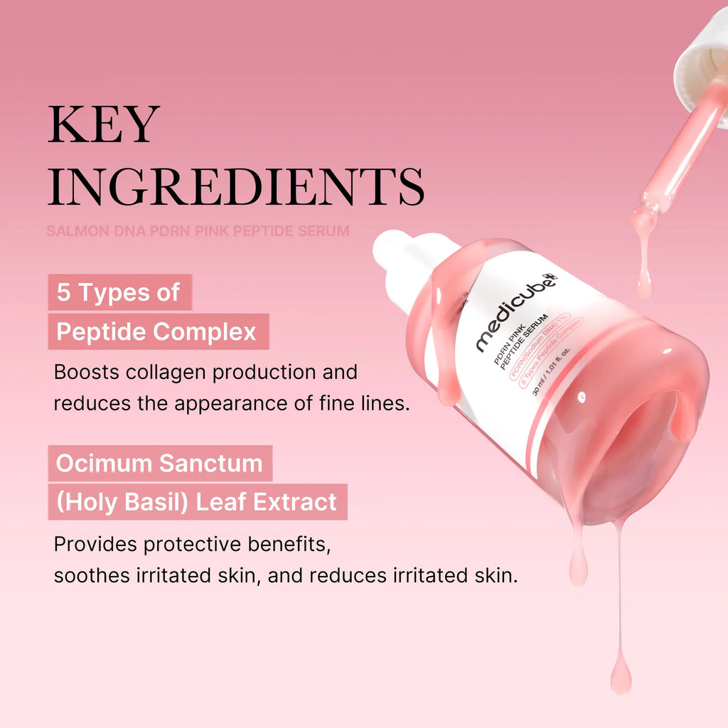 [medicube] PDRN Pink Peptide SerumㅣPink Glow SerumㅣSalmon DNA, Salmon PDRN, Peptides, Uneven Skintone, Glowy skin, Kbeauty, Korean Skincare