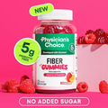 Physician’s Choice Fiber Gummies for Digestive Health & Regularity - Raspberry Lemon Flavor - No Sugar Added & Vegan - Daily Gummy for Adults