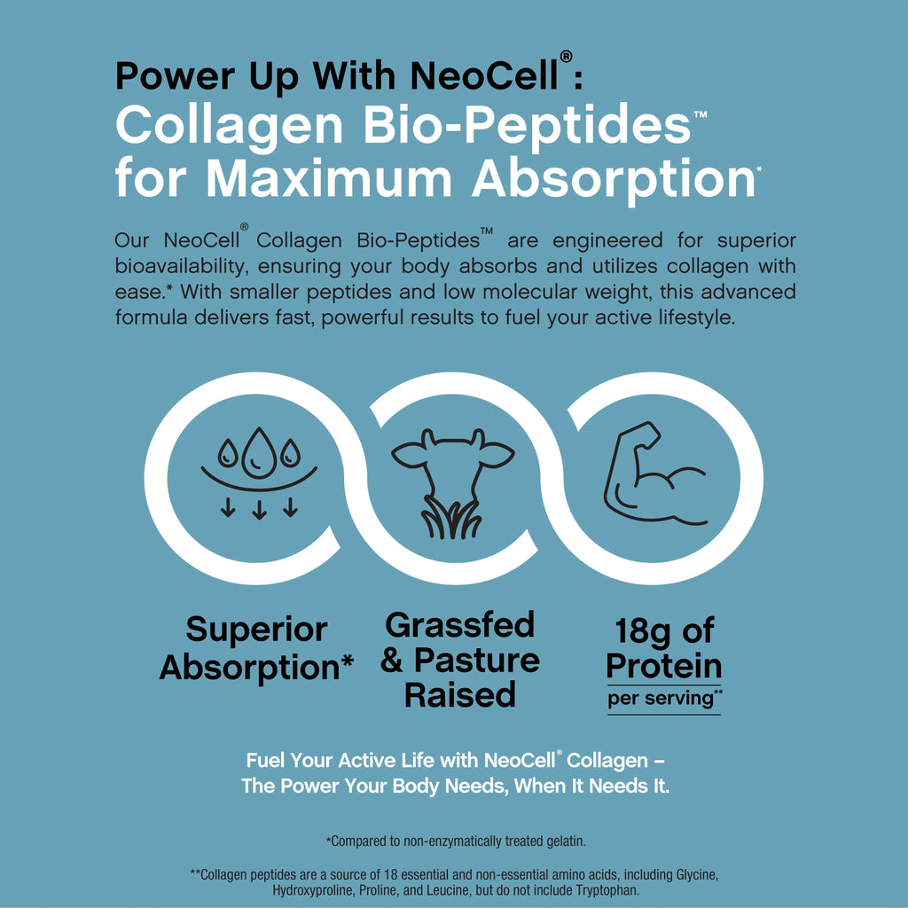 NeoCell Collagen Bio-Peptides Powder - 20oz - Superior Absorption - Grassfed Protein Supplement - Advanced with 18 Essential Amino Acids