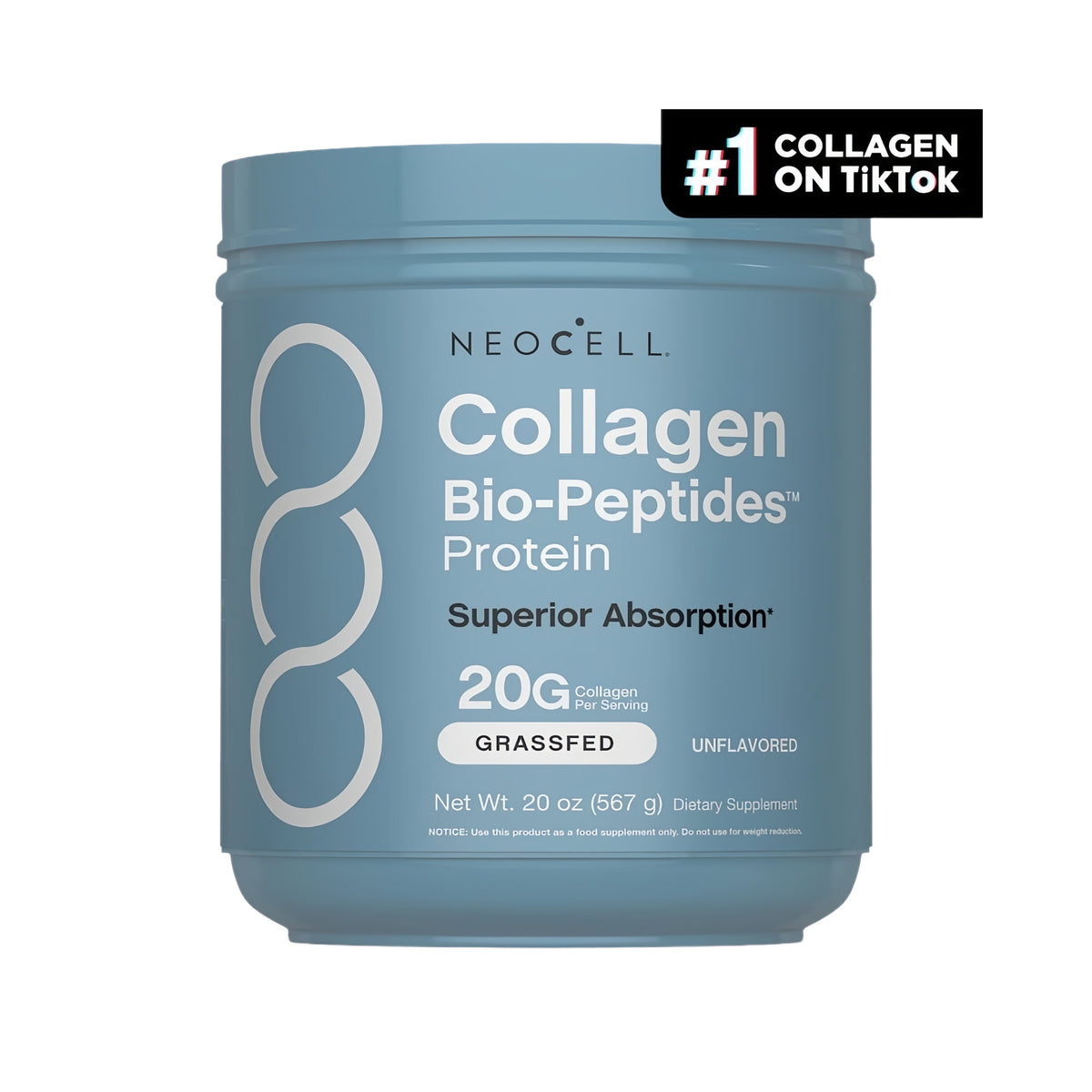 NeoCell Collagen Peptides Powder 20oz - Grassfed Protein Supplement - Advanced with 18 Essential Amino Acids