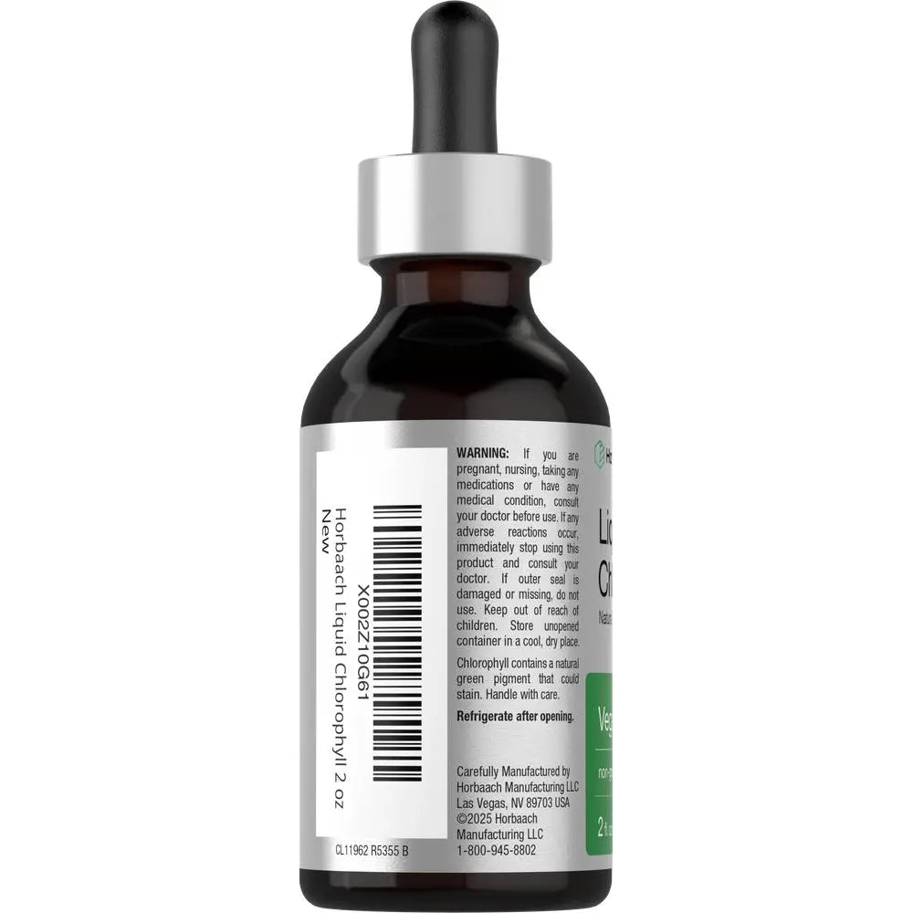 Horbäach Liquid Chlorophyll Drops - 2 oz - Vegan, Non-GMO, and Gluten Free Formula - Natural Peppermint Flavor