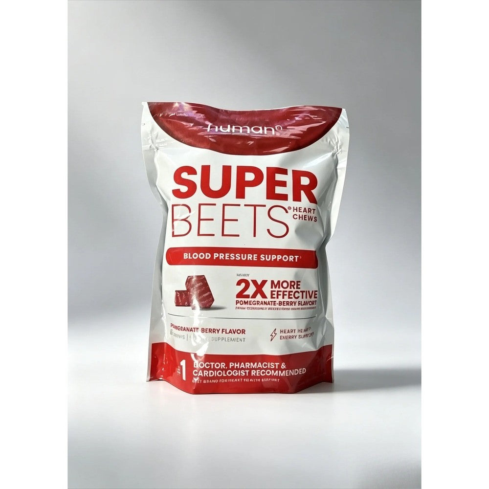 HumanN Super Beets Heart Chews –Pomegranate, 60 Count for Blood Pressure Support