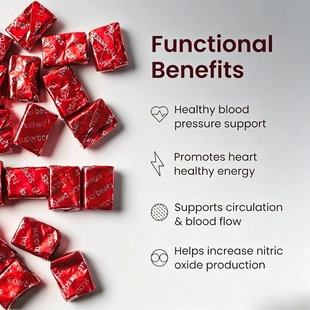 HumanN Super Beets Heart Chews –Pomegranate, 60 Count for Blood Pressure Support